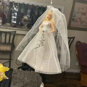 B-Avon Bridal Doll Ornament with White and Silver Accents year 2000